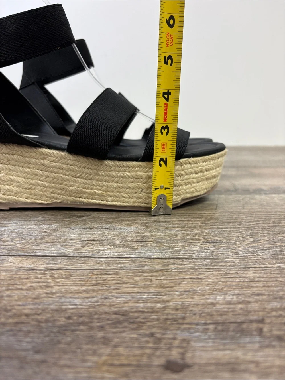 Steve Madden Kacia Black Espadrille Platform Wedge Sandals 9.5M